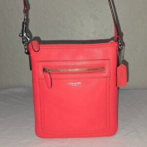 COACH Legacy Smooth Coral Leather Swingpack Crossbody Swing Bag Purse